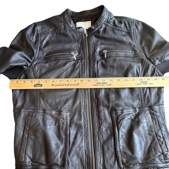 Caslon extra large black leather bomber jacket - Picture 11 of 12